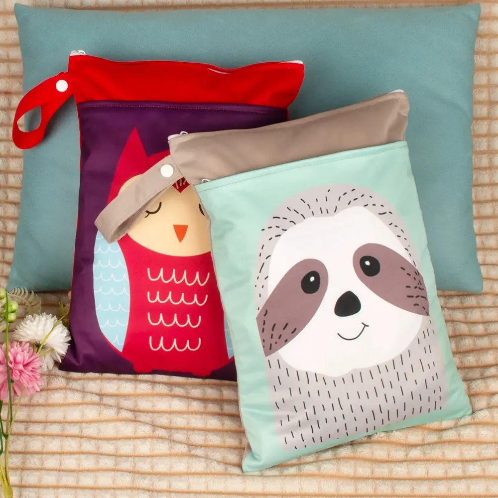 Bolsa de pañales reutilizable impermeable con estampado búho lavable - imagen 3