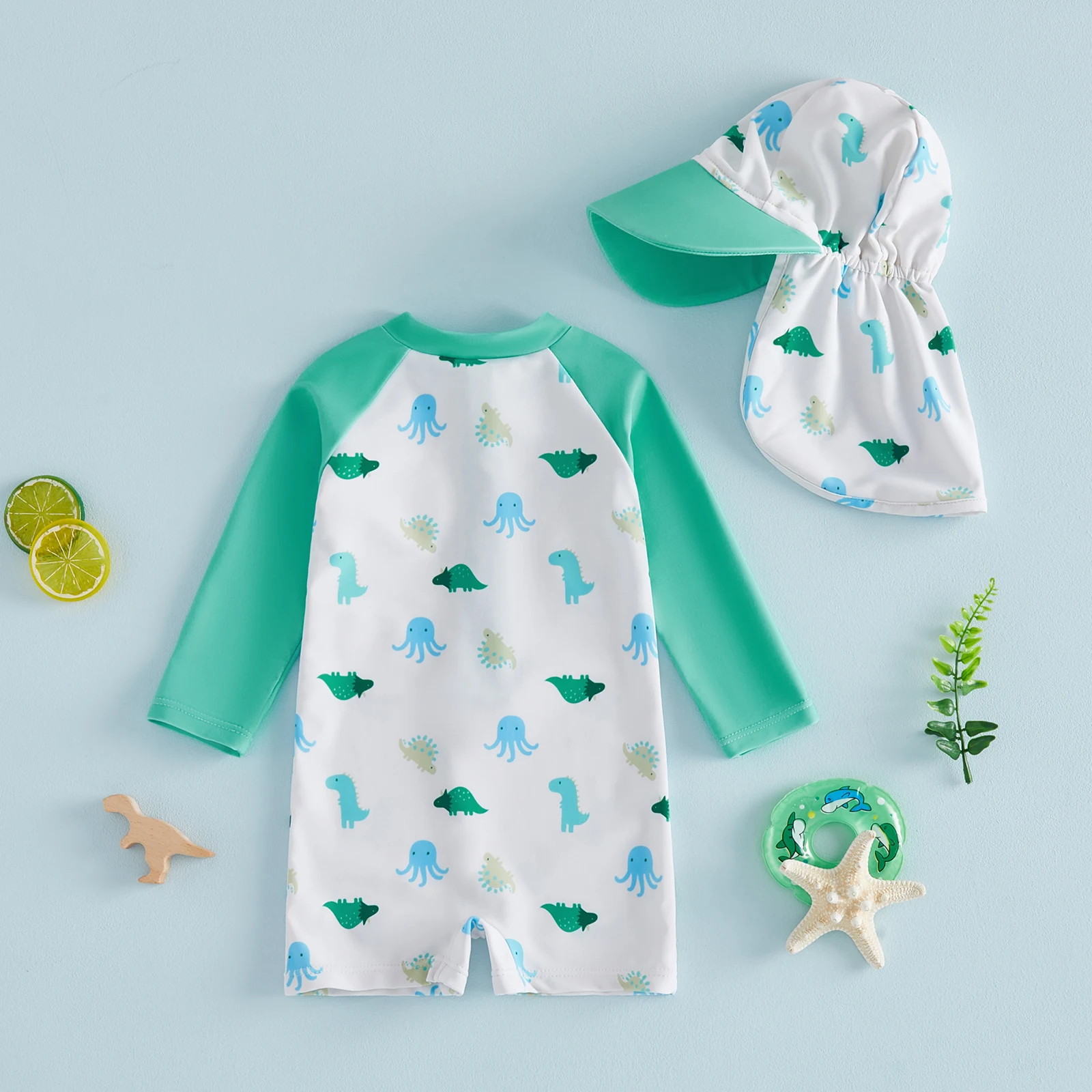Tregren traje de baño bebé niño manga larga con gorro natación pulpo - imagen 2