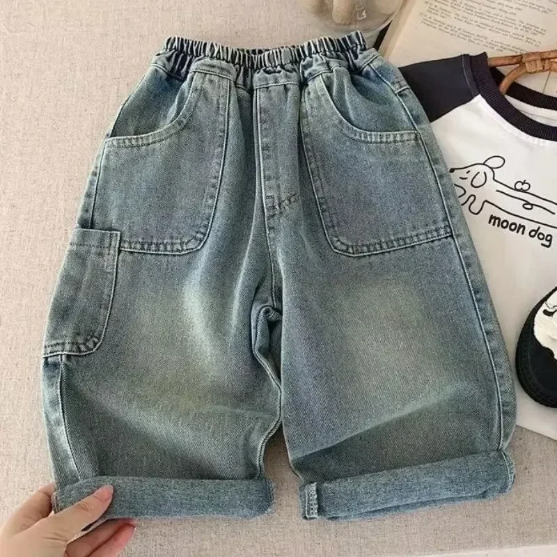 Pantalones vaqueros niño pierna ancha con bolsillos grandes - imagen 4