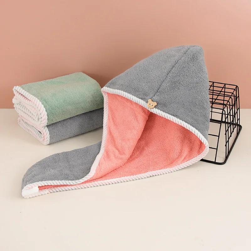 Gorro toalla para secado rápido del cabello, doble capa absorbente - imagen 3