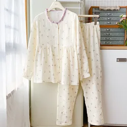 Pijama de lactancia algodón para embarazadas y posparto otoño
