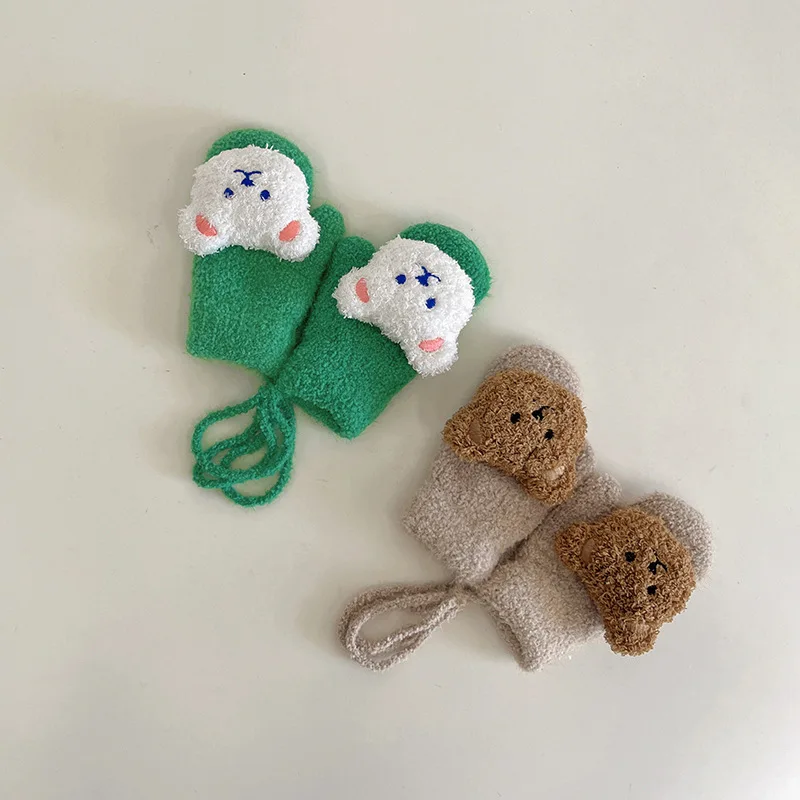 Manoplas de invierno para bebé – Guantes de punto con diseño de oso - imagen 4