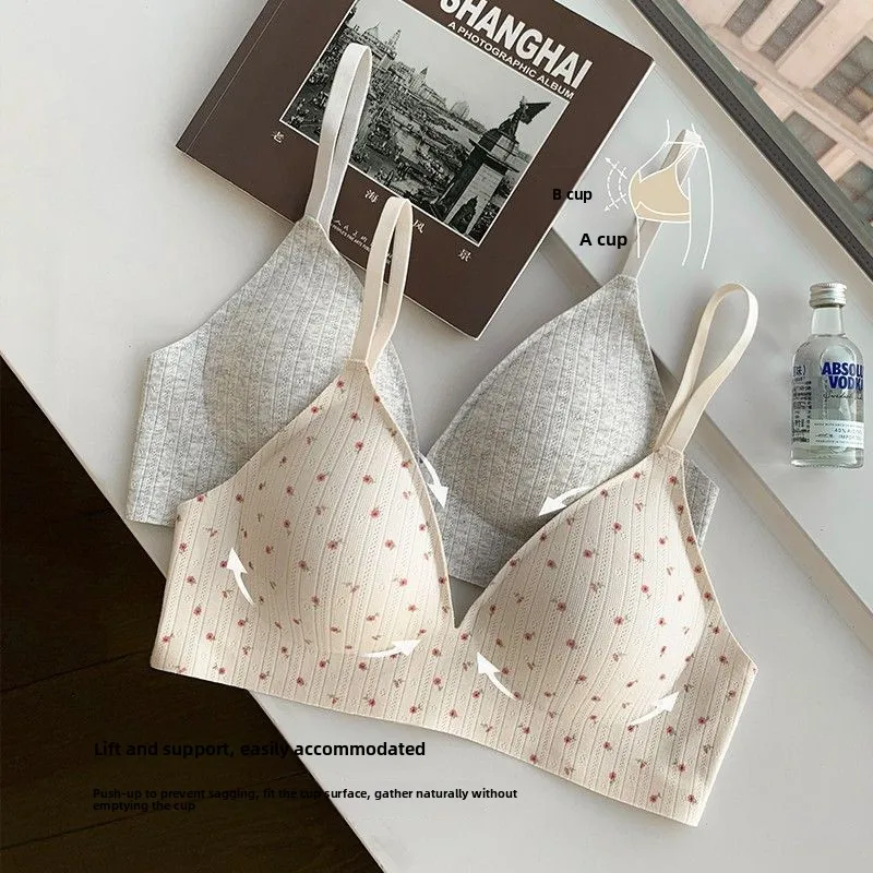 Sujetador sin costuras de estampado pequeño con efecto push-up antideslizante - imagen 3