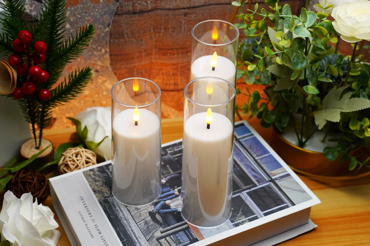 Velas LED sin llama con efecto parpadeo decorativas eléctricas - imagen 4