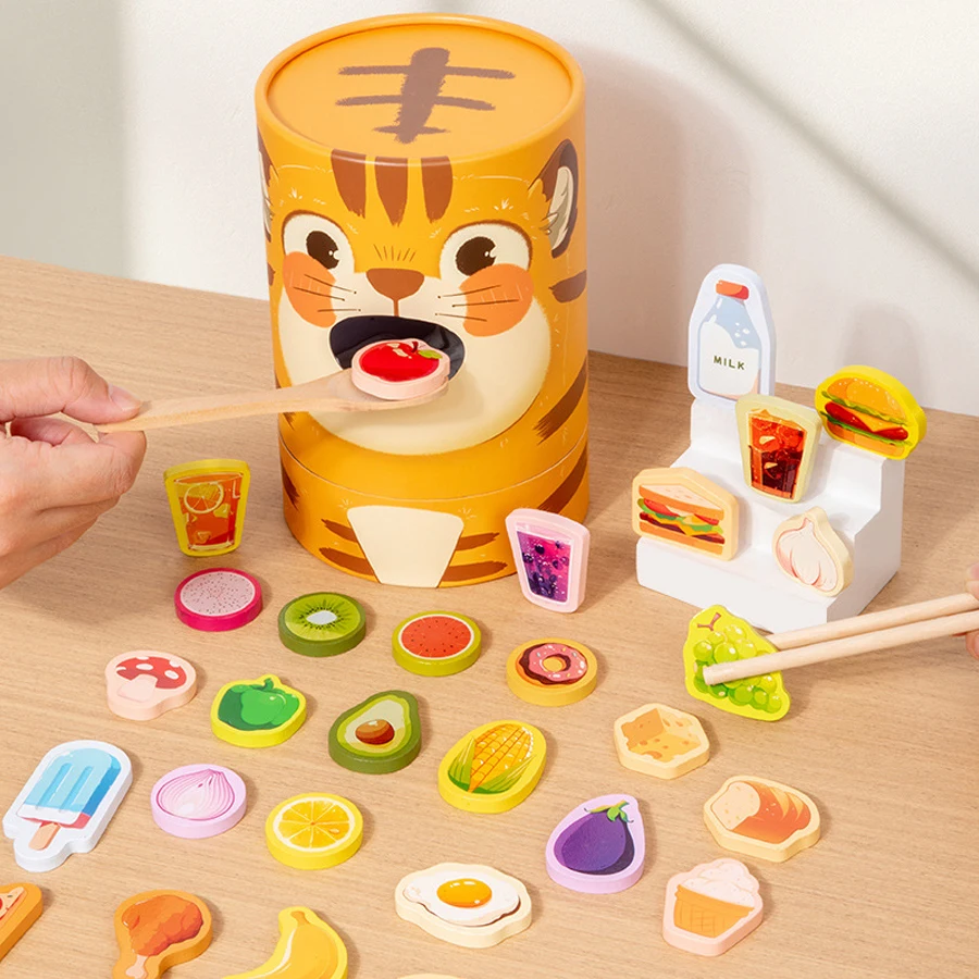 Juego de alimentación tigre para motricidad fina con palillos - imagen 4