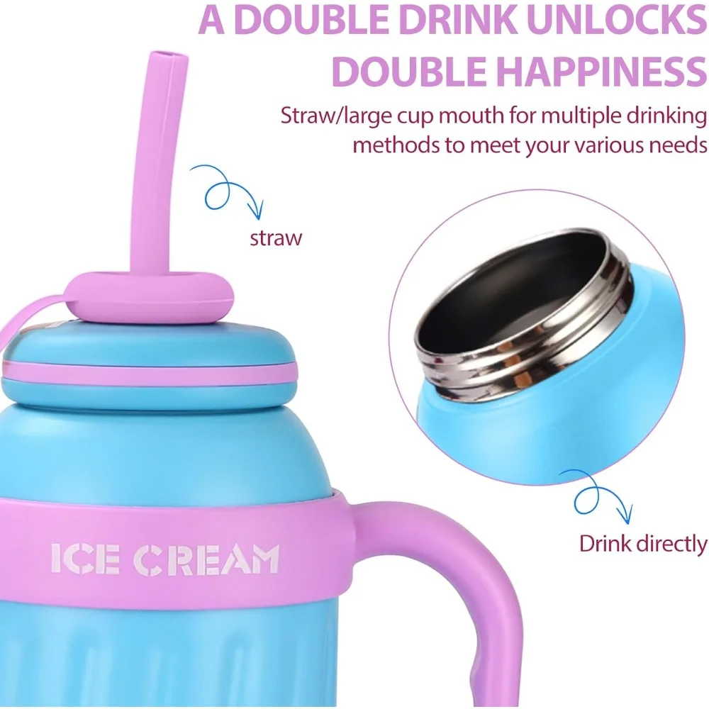 Botella de agua térmica infantil aislada con tapa de paja - imagen 5