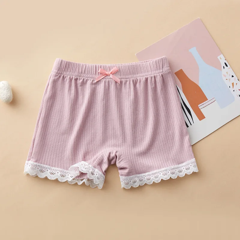 Pantalones de seguridad de niña en modal y algodón para verano, encaje