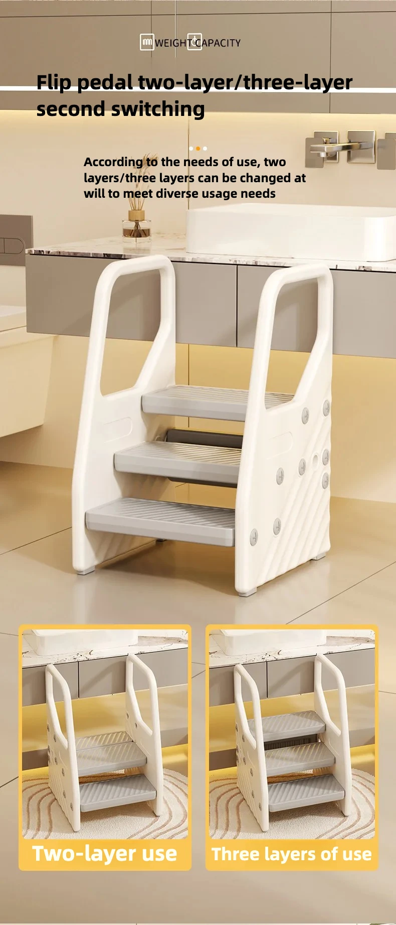 Uso del taburete en la rutina de baño