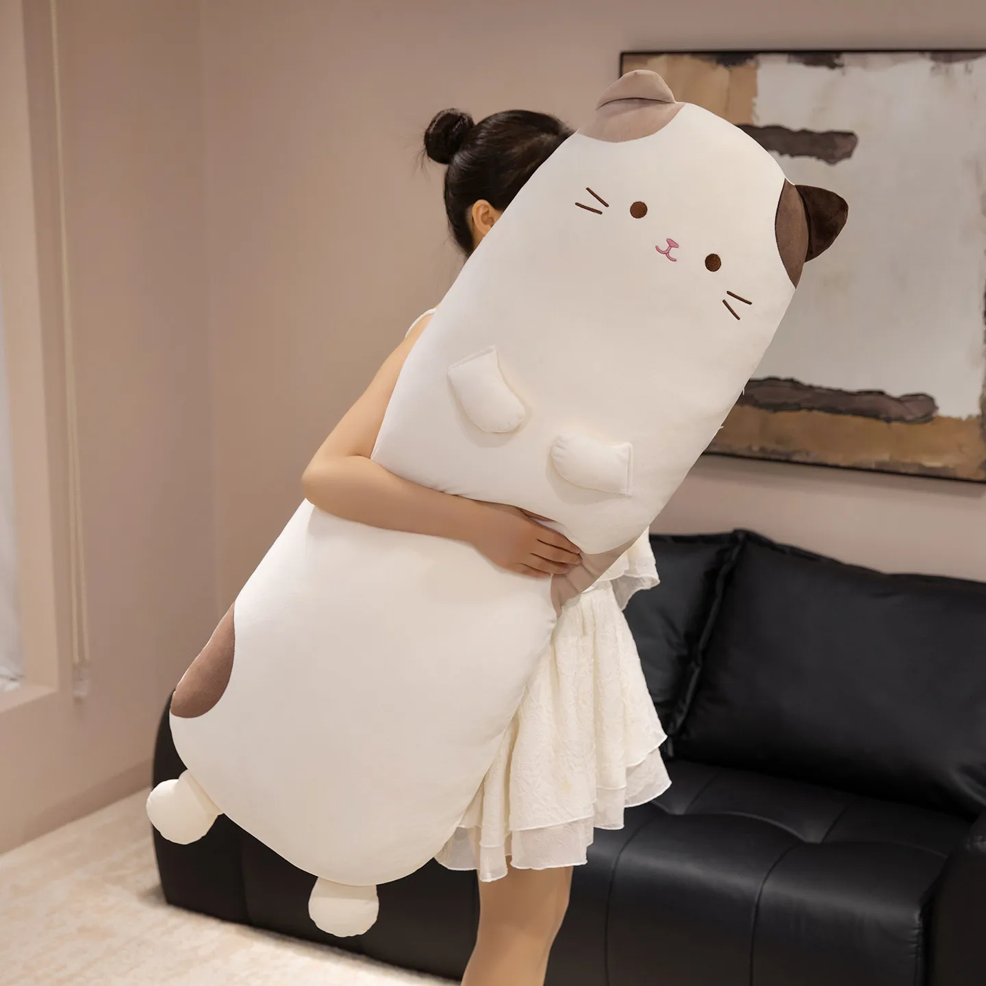 Almohada peluche gato Calicó larga lavable suave para dormir niños - imagen 2