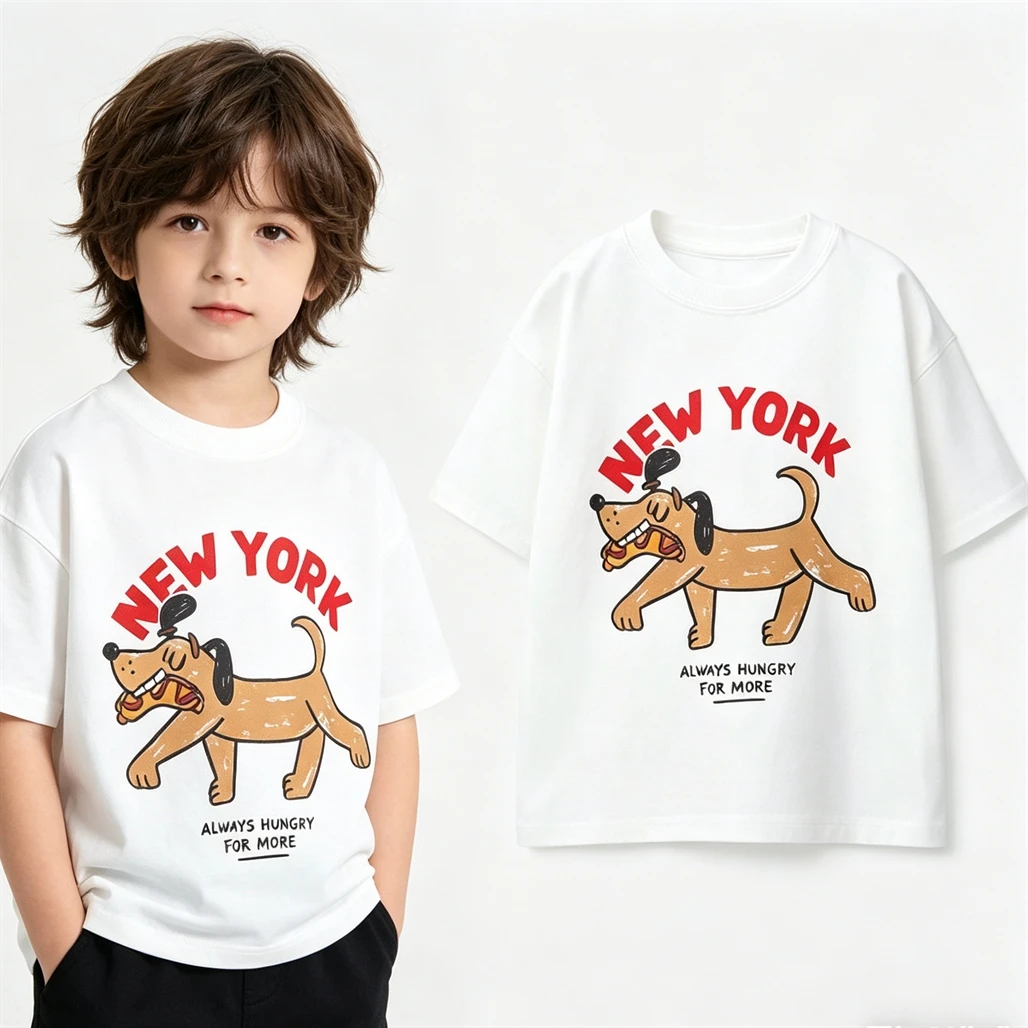 Camiseta de manga corta infantil con estampado animal