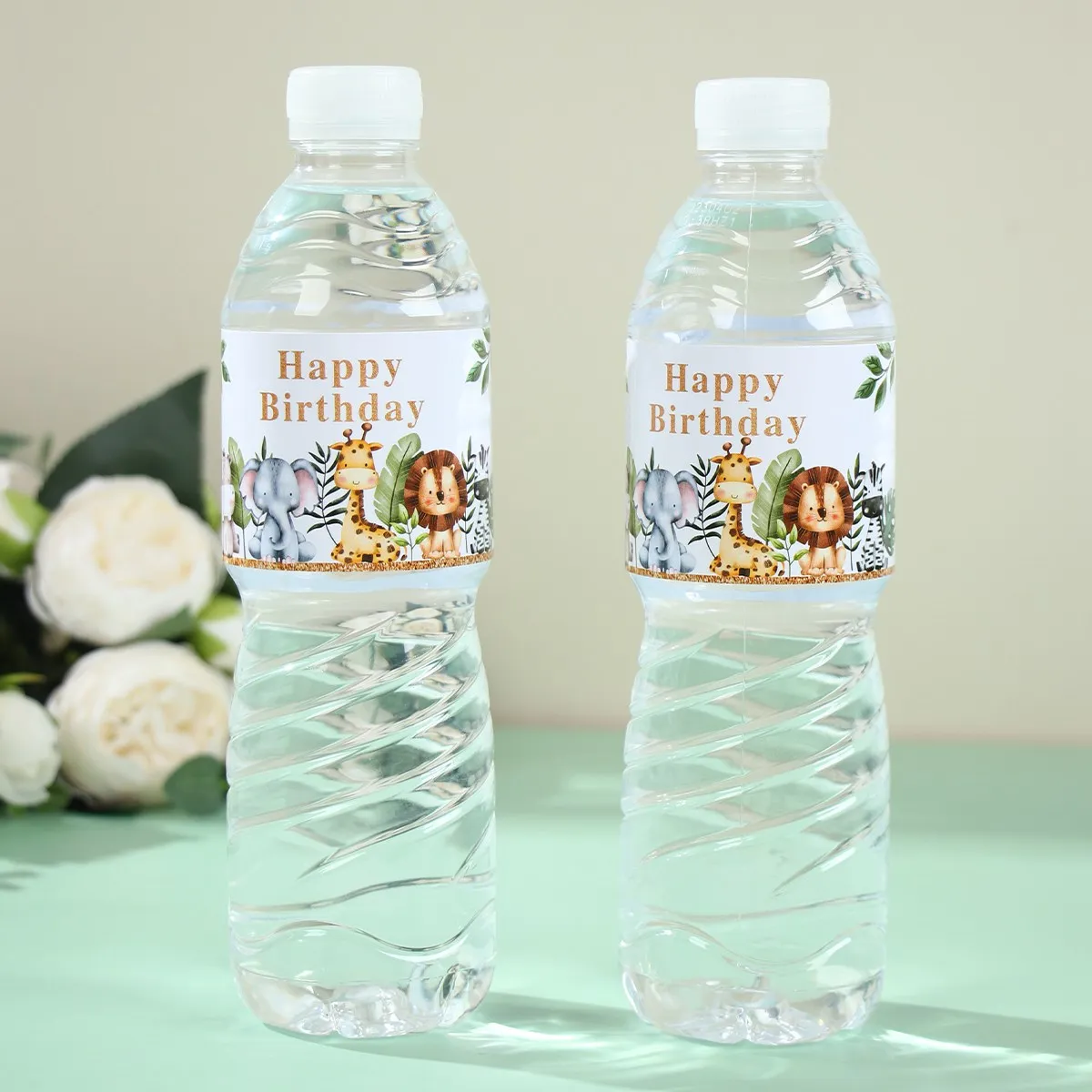 Pegatinas safari para botellas de agua – Decoración infantil - imagen 4
