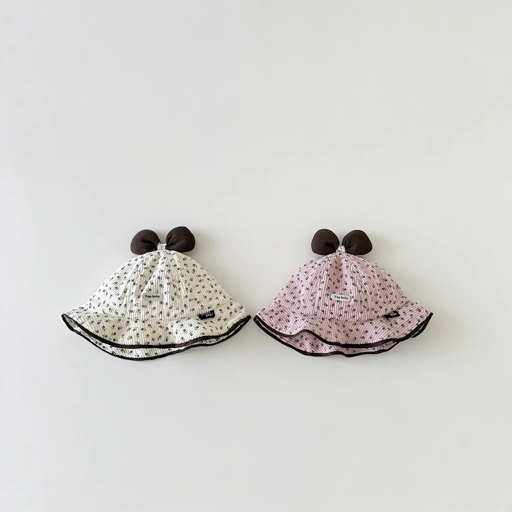 Gorro solar UV para niña – Estampado floral con lazo - imagen 2