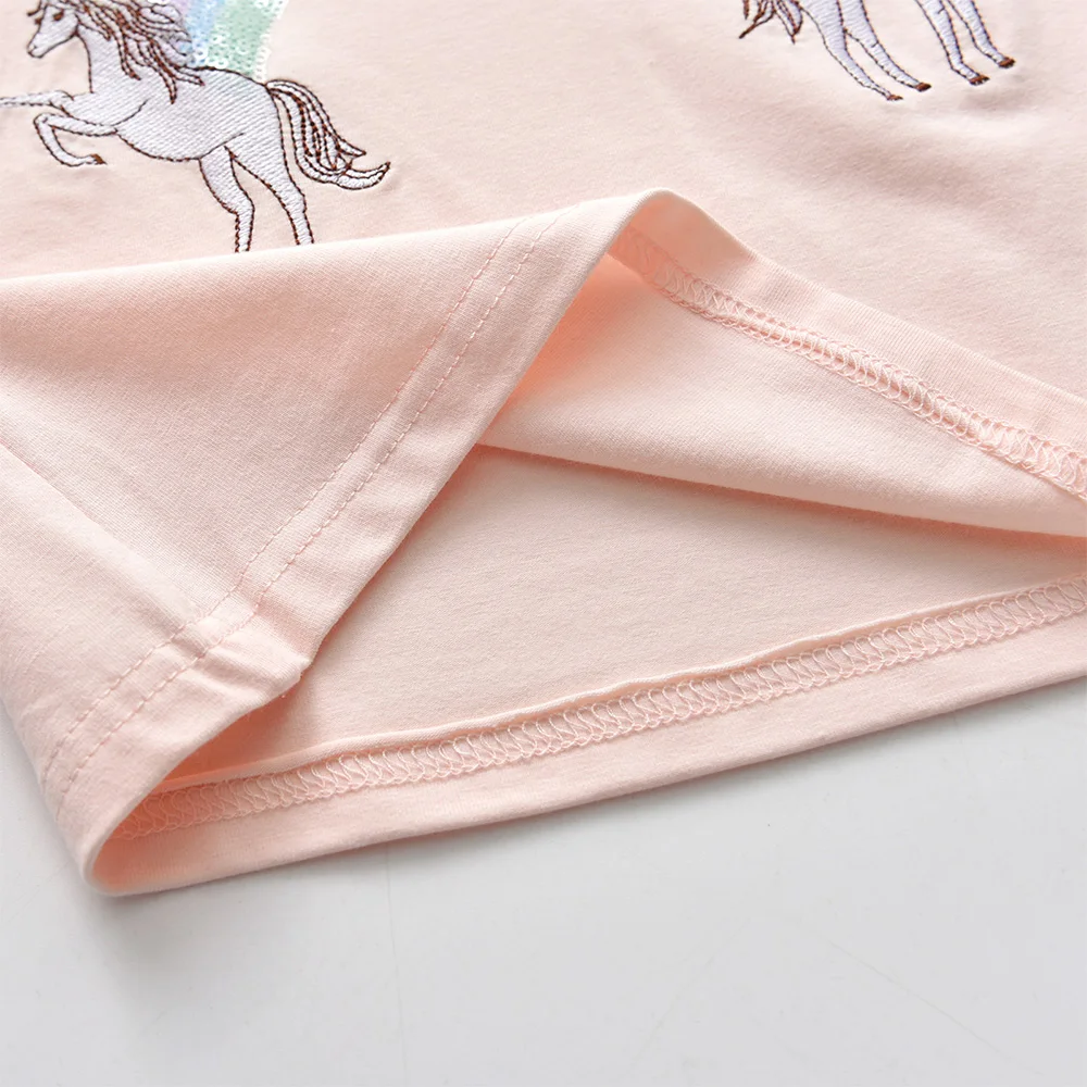 DXTON camiseta de niña de algodón con unicornio y lentejuelas - imagen 4