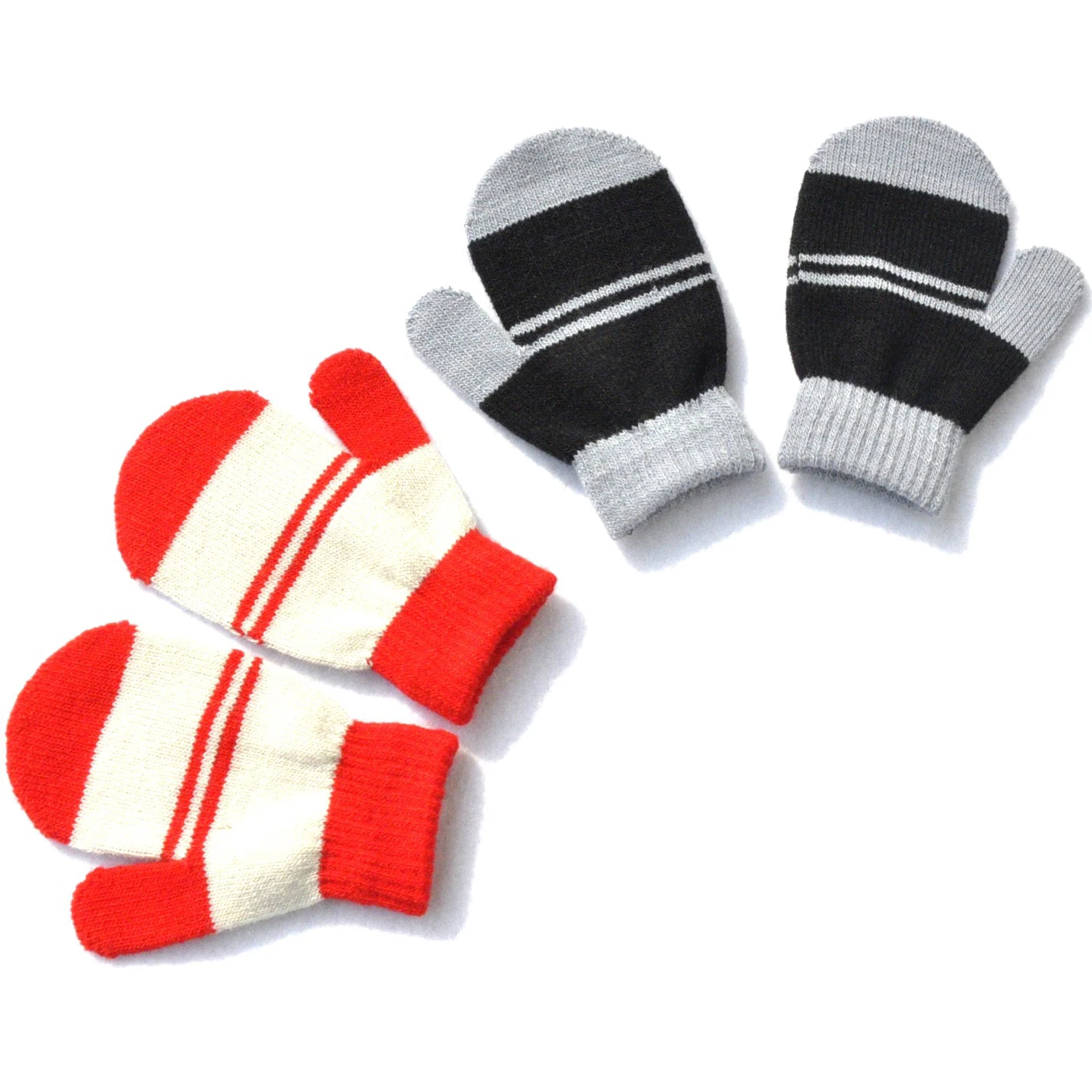 Guantes de punto a rayas para niños y niñas, mitones de invierno - imagen 5