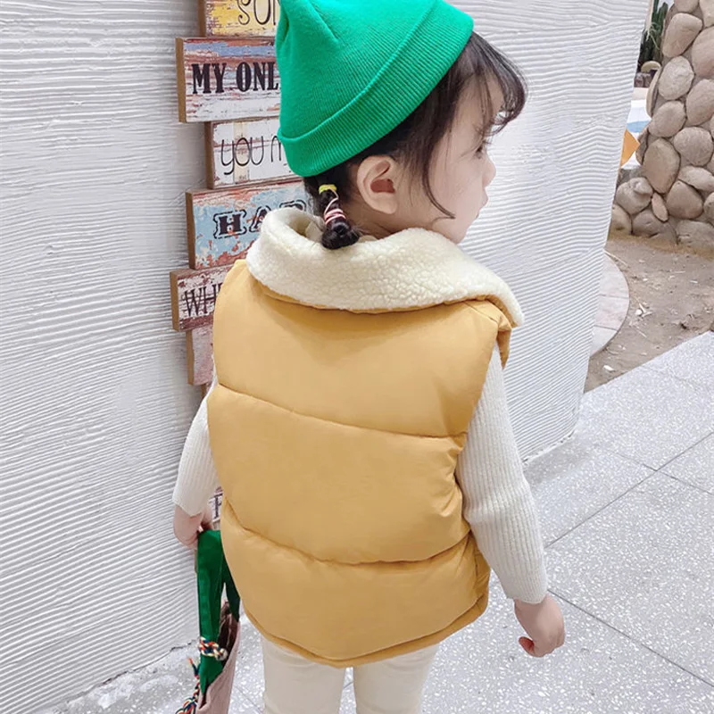 Chaleco algodón cuello piel grueso cálido niños niñas otoño invierno - imagen 2