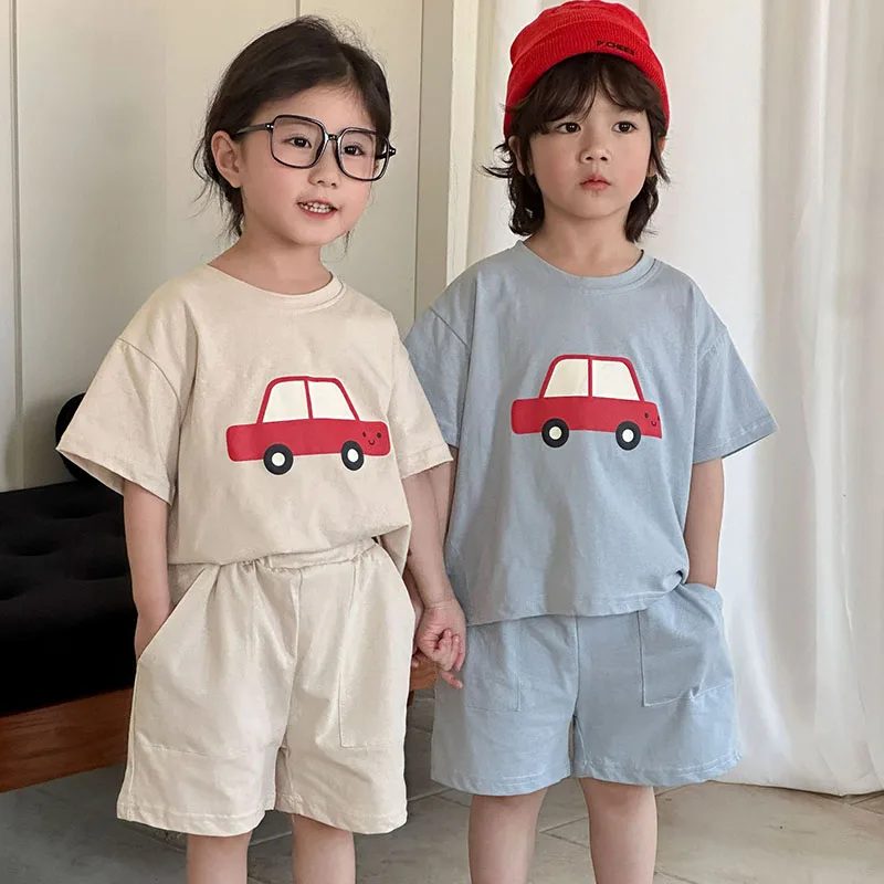 MILANCEL conjunto verano niño camiseta coche y pantalones cortos - imagen 3