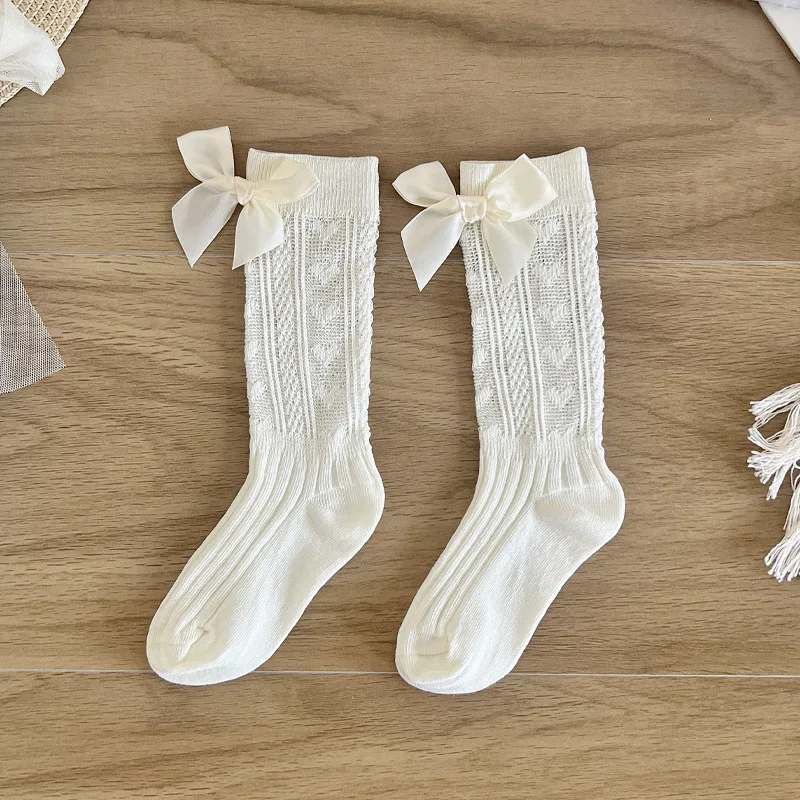 Calcetines algodón con lazo para niña