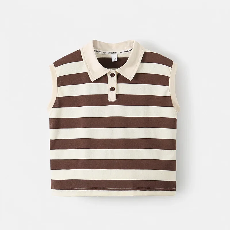 Conjunto de verano para niño: top sin mangas a rayas y bermuda vaquera - imagen 2