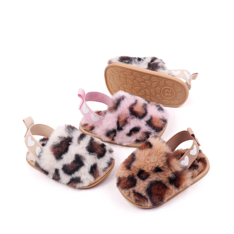 Zapatillas de felpa antideslizantes de leopardo para bebé invierno - imagen 4