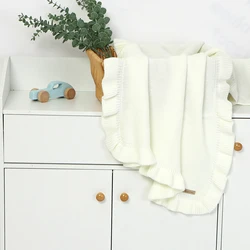 Manta de punto para bebé recién nacido con funda siesta y volantes