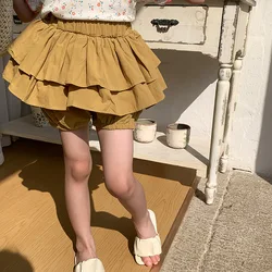Pantalón corto de algodón con volante y cintura elástica para bebé