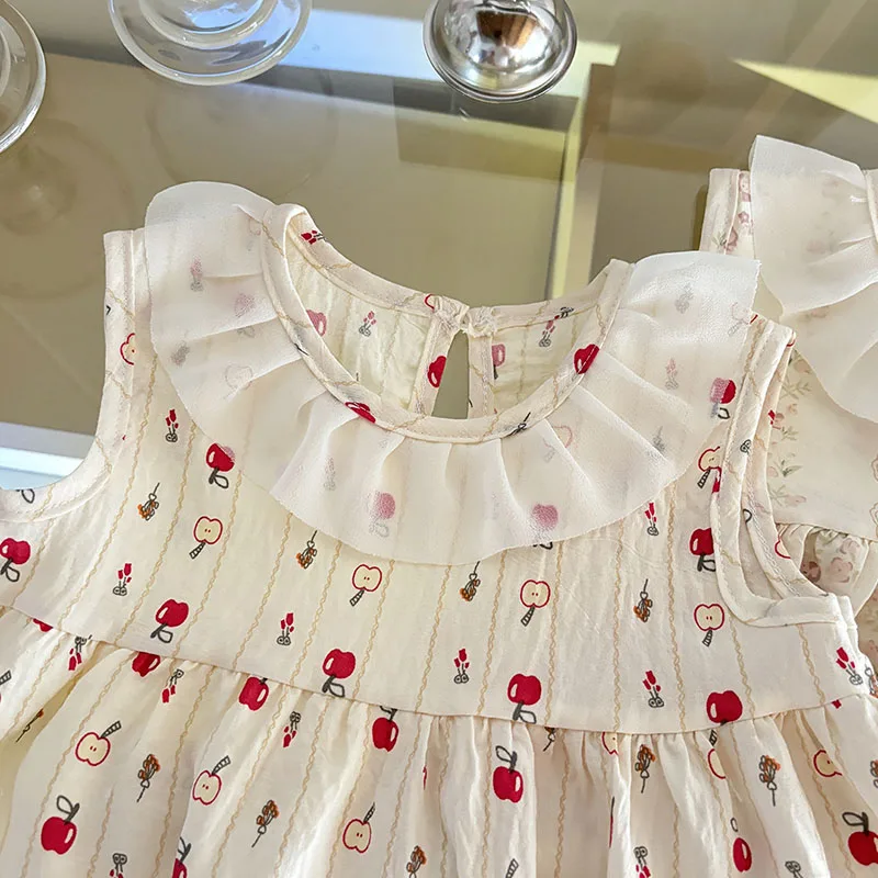 Conjunto de verano para niñas con camisa sin mangas de encaje - imagen 3