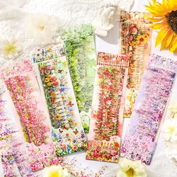 Pegatinas largas florales para manualidades y álbum de recortes