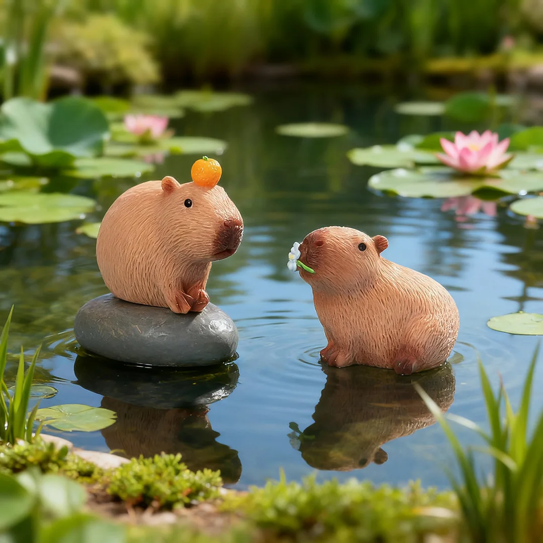 Figuras capibara de juguete decorativas para escritorio y jardín - imagen 5