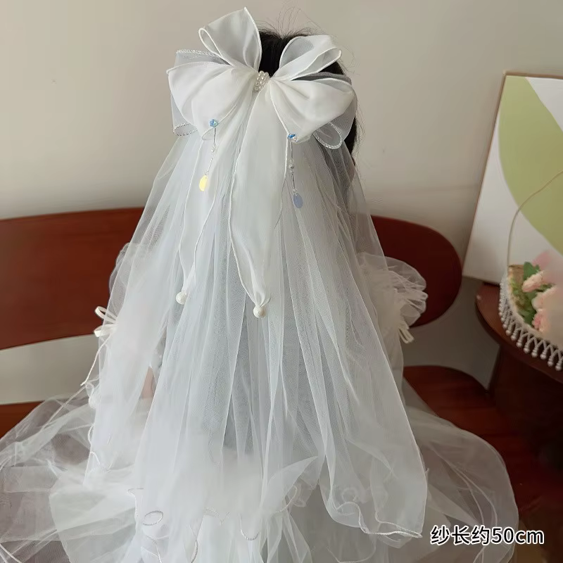 Tocado de princesa con lazo y horquilla de corona para niños