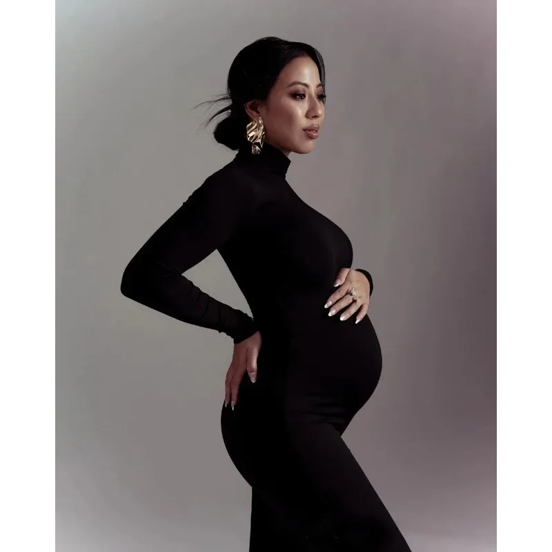 Vestido de maternidad midi plisado de manga larga para embarazadas - imagen 2