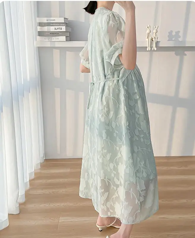 Vestido de maternidad de verano de encaje con manga corta - imagen 2