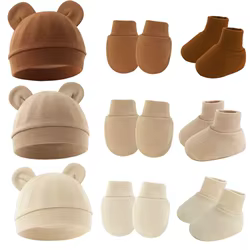 Pack recién nacido: gorro, manoplas y calcetines de algodón