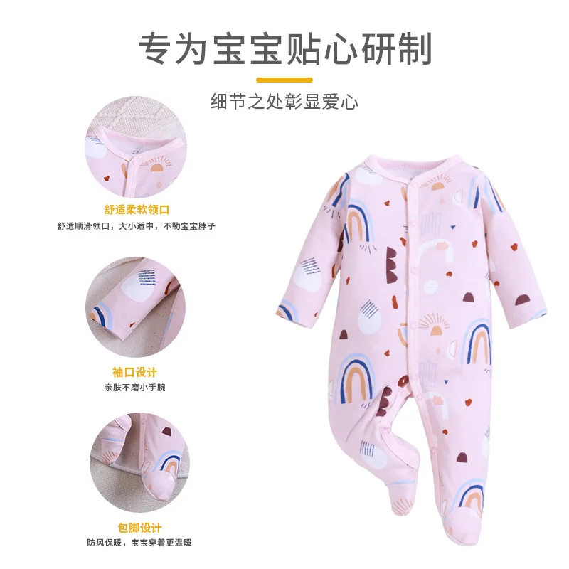 Mono de bebé de algodón puro cuatro estaciones unisex con pies - imagen 3