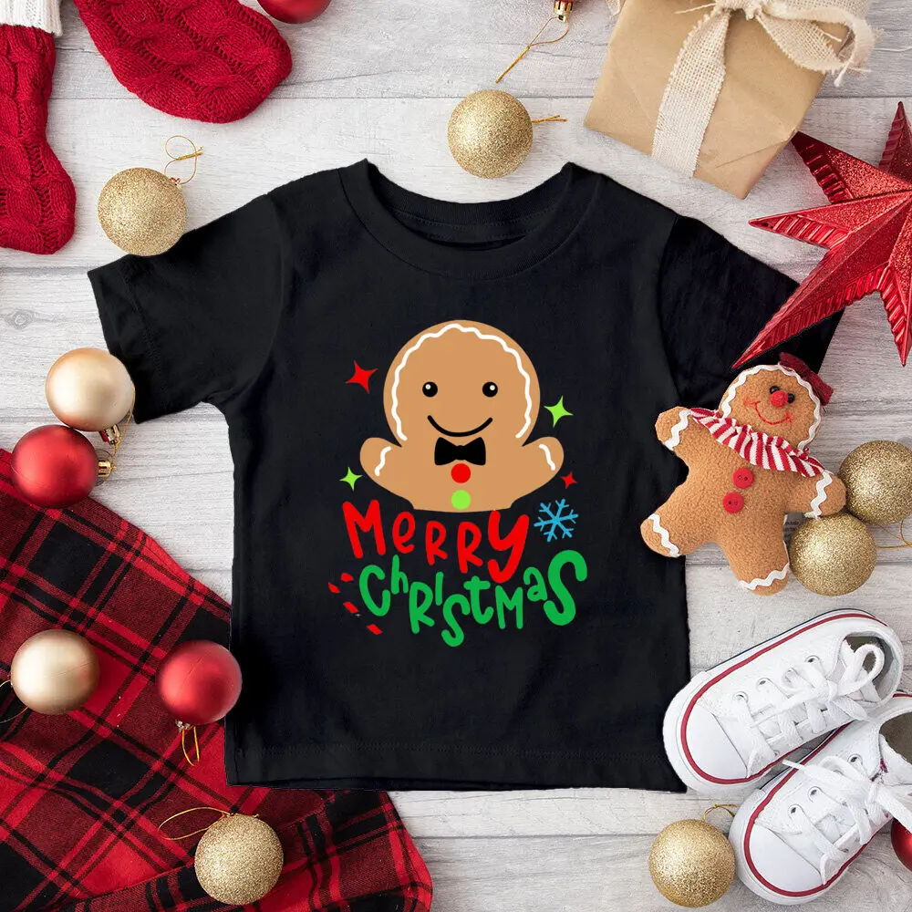 Camiseta infantil navideña con pan de jengibre para niño y niña