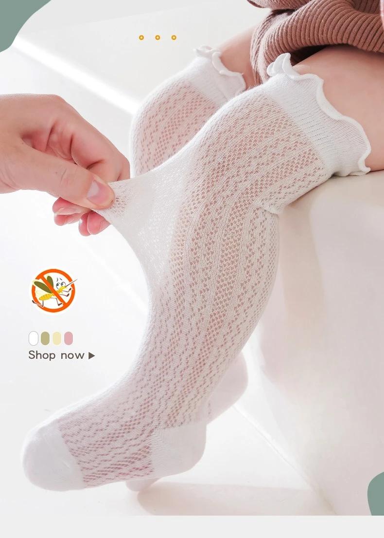 Calcetines de algodón ultrafinos para niña hasta la rodilla
