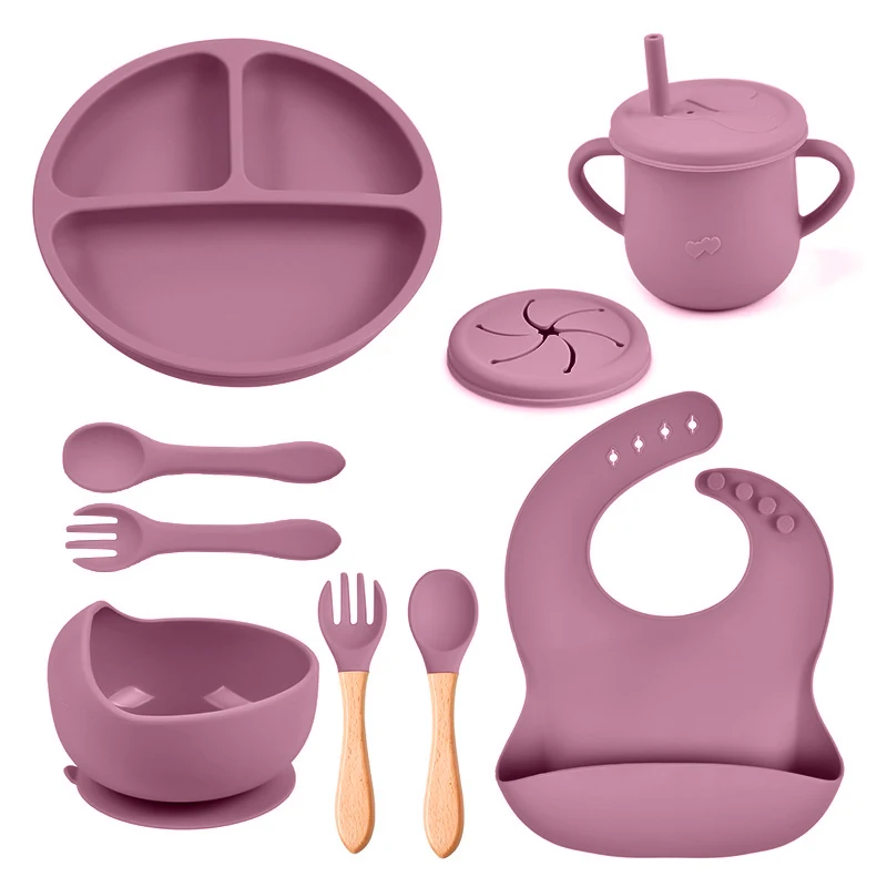 Juego de alimentación bebé: baberos, plato ventosa, cuenco y taza - imagen 2