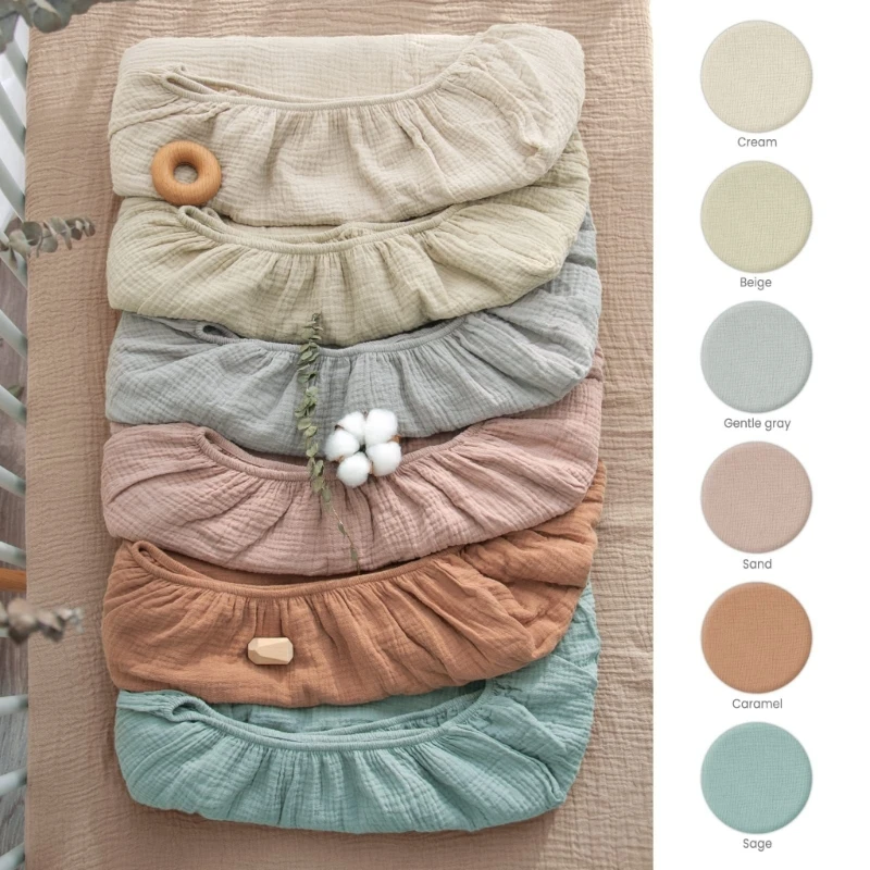 Sábana bajera de algodón para bebé – Universal color sólido cuna - imagen 3