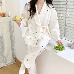 Pijama de lactancia en algodón grueso - Maternidad otoño-invierno