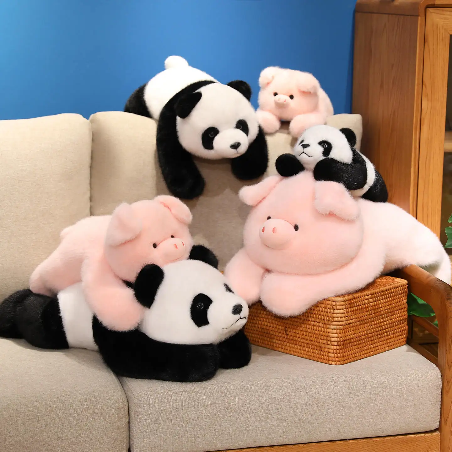 Peluche panda rosa suave y ponderado con peso acolchado para bebé - imagen 3
