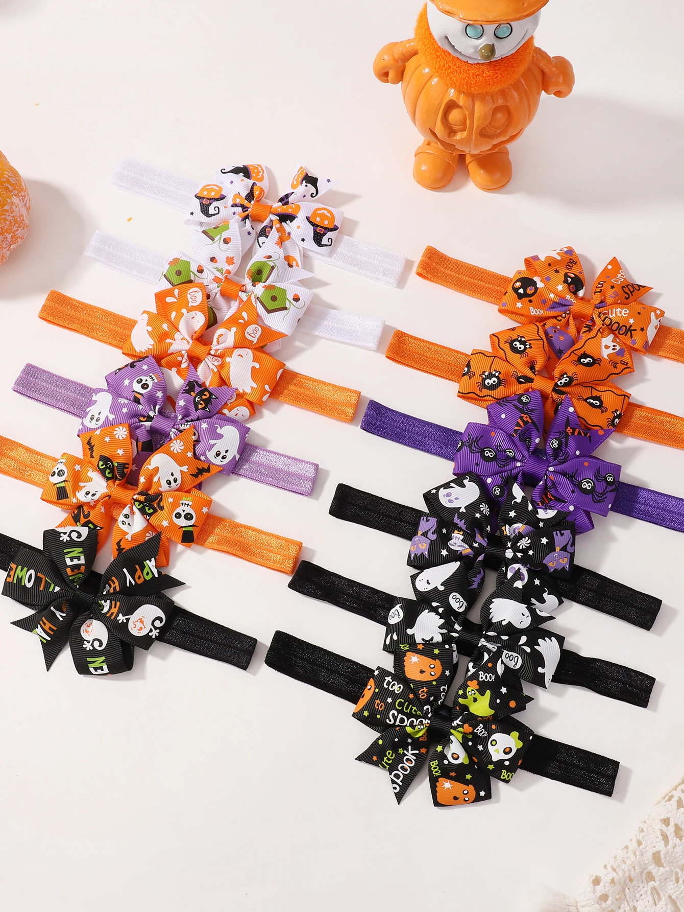 Diadema Halloween bebé niña lazo murciélago – Accesorio elástico pelo - imagen 4