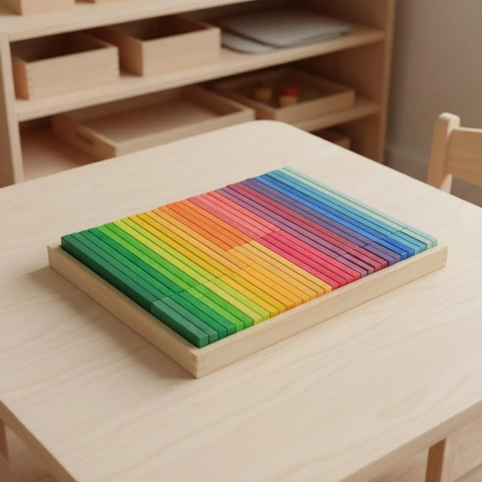 Bloques arcoíris de madera apilables para aprendizaje temprano - imagen 2