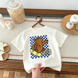 Camiseta de animales para niños, manga corta con cuello redondo