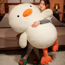 Peluche pato durmiente suave naranja para niños, cojín regalo cumpleaños