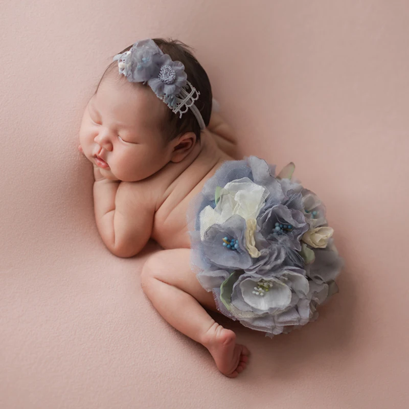 Disfraz de sesión fotográfica para recién nacido con diadema floral - imagen 4