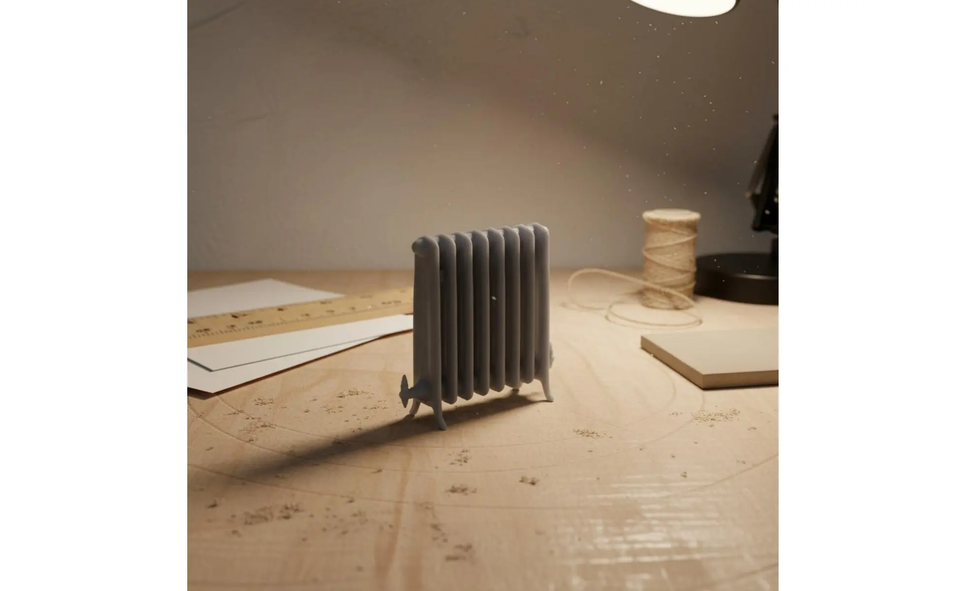 Detalle del calefactor en miniatura para escenas y maquetas