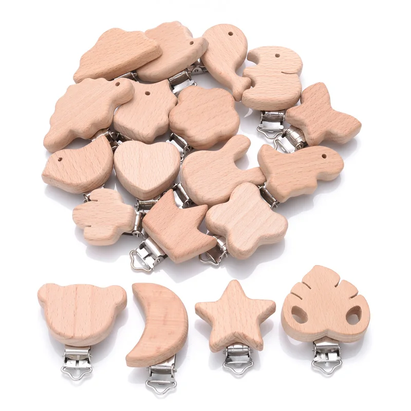 Clip de madera de haya para chupete – Mordedor animal natural sin BPA - imagen 2