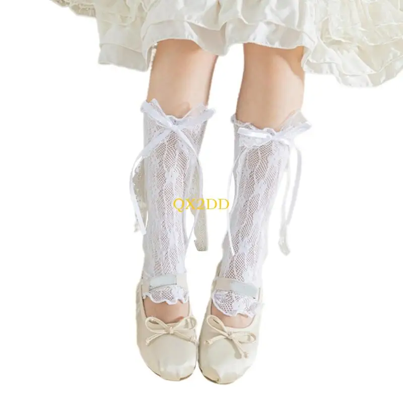 Calentadores de piernas con encaje para niñas – Estilo ballet