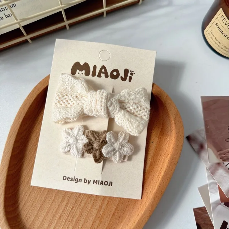 Pinzas de pelo para bebé con lazo de encaje floral - imagen 4