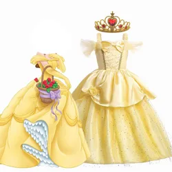 Vestido de princesa para niñas inspirado en Bella y Bestia artesanal