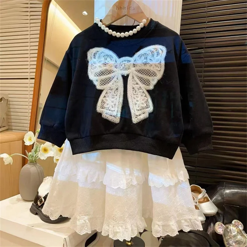 Jersey de primavera con lazo estilo dulce para niñas y niños